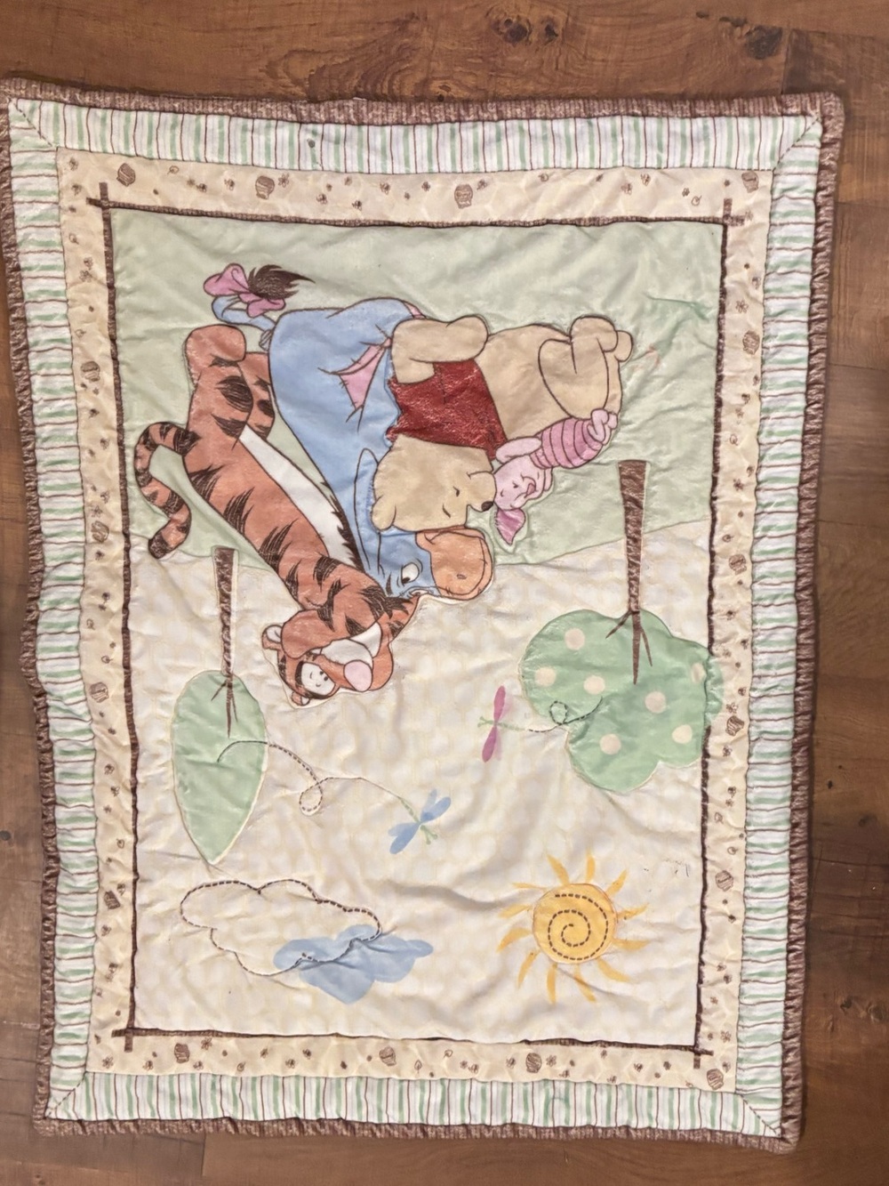 Winnie the Pooh Characters Plush Baby Blanket - Cream, Tan, Blue, Pink, Red - Picture 4 of 6